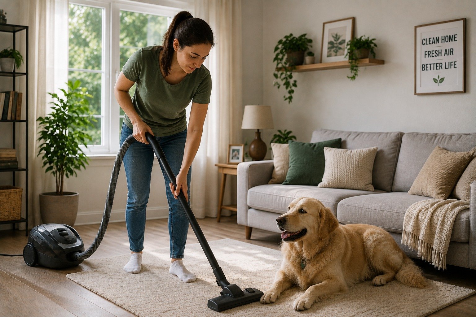 dust and pet dander affecting indoor air quality