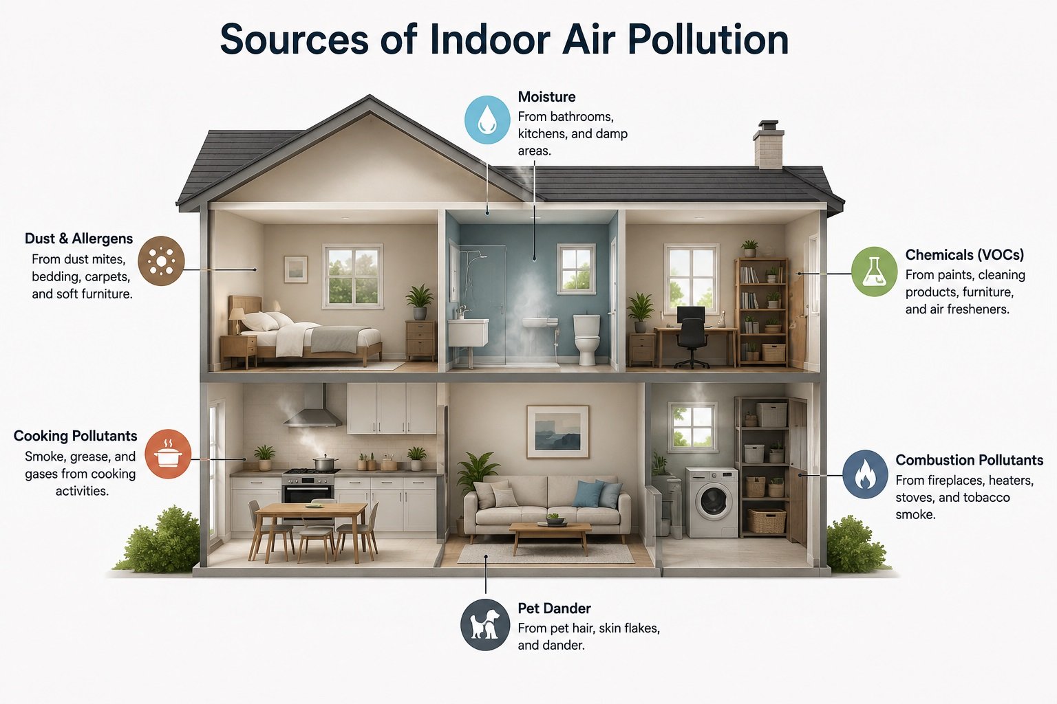 Common indoor air pollution sources inside a home