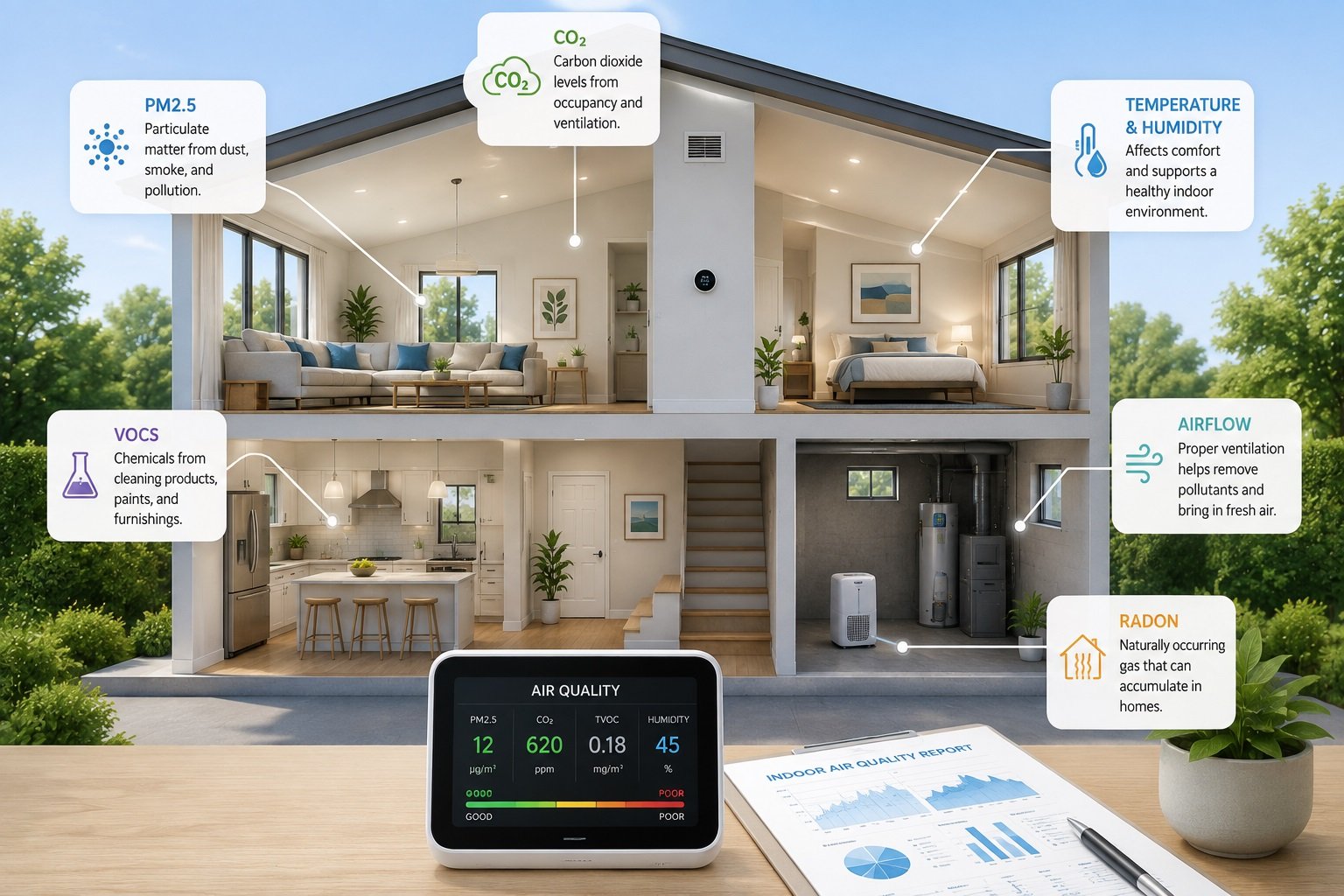 Indoor air quality research and home air quality measurements