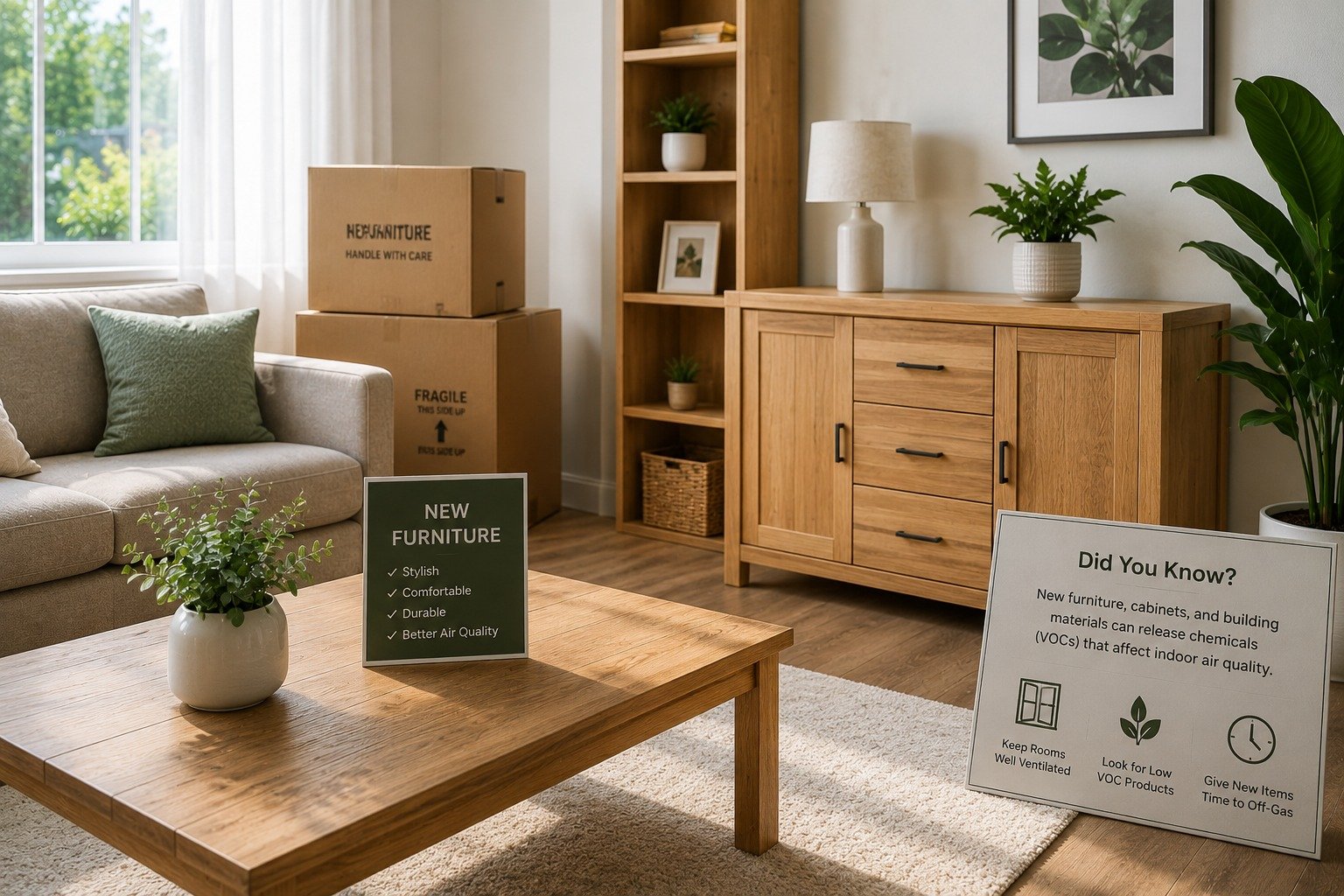 New wooden furniture that can affect indoor air quality